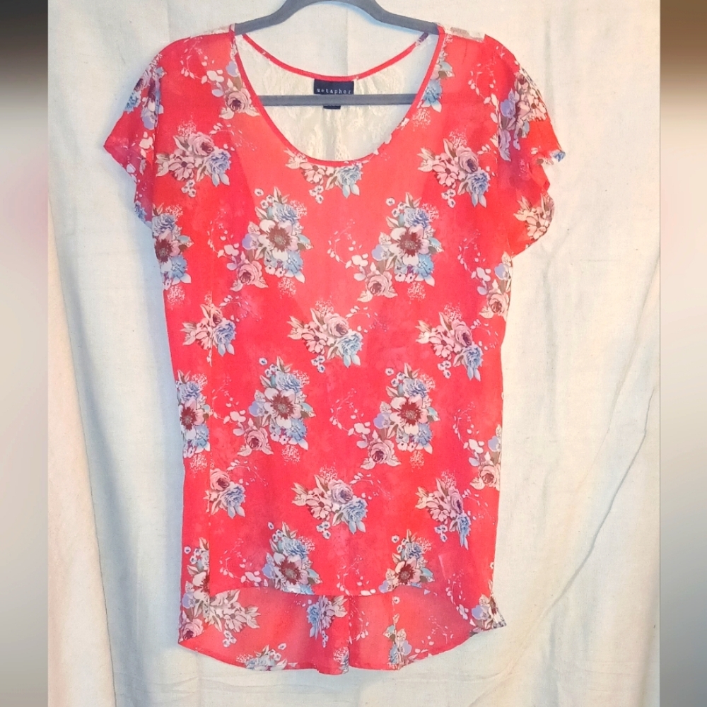 Floral Sheer Lace Back Top